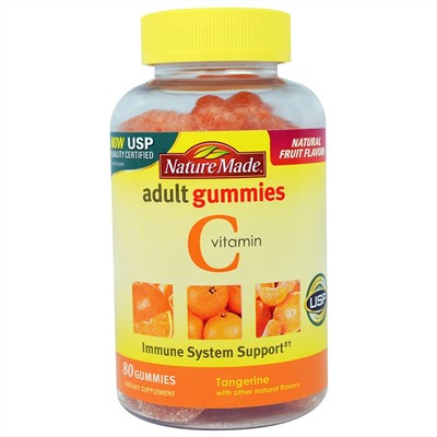 Nature Made, Жевательные витамины для взрослых, Витамин С со вкусом мандарина, 80 жевательных таблеток