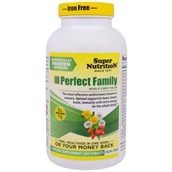 Super Nutrition, Мультивитамины «Идеальная семья», без железа, 240 таблеток