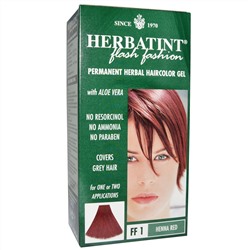 Herbatint, Flash Fashion, травяная гель-краска для перманентного окрашивания волос, ФФ 1 красная хна, 135 мл