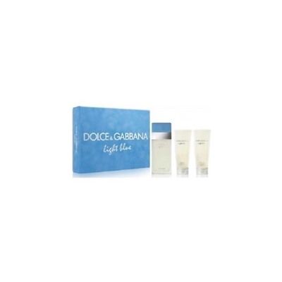 Light Blue by Dolce & Gabbana for Women 3 Piece Set Includes: 3.3 oz Eau de Toilette Spray + 3.3 oz Body Cream + 3.3 oz Shower Gel