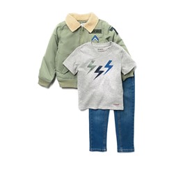 HUDSON Jeans Faux Shearling Collar Bomber Jacket, T-Shirt, & Jeans Set