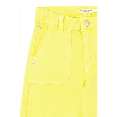 Kız Çocuk Neon Sarı Kanvas Pantolon