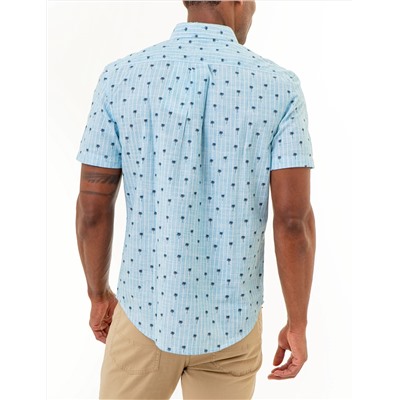 DITSY PALM TREE PRINT WOVEN SHIRT WITH POCKET