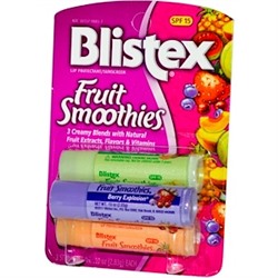 Blistex, Фруктовые коктейли, защищает губы/солнцезащитный , SPF 15, 3 палочки, .10 унций (2.83 г) шт.