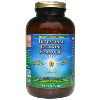 HealthForce Nutritionals, Intestinal Drawing Formula (формула для кишечника) в капсулах, 260 вегетарианских капсул
