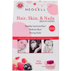 Neocell, Жевательные конфеты для кожи, волос и ногтей, смесь ягод, 30 мягких жевательных конфет