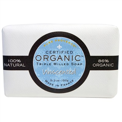 Pure Provence Organic, Сертифицированное органическое тройное пилированное мыло, без отдушки, 5,3 унции (150 г)