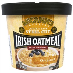 McCann's Irish Oatmeal, Quick & Easy Steel Cut, Оригинальный Продукт, 1,9 унции (54 г)