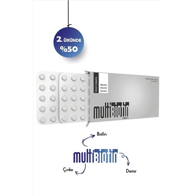 Multibiotin 5000 Mcg 60 Tablet- Biotin, Demir, Çinko (SAÇ, TIRNAK VE CİLT İÇİN) NMT