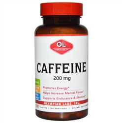 Olympian Labs Inc., Кофеин, 200 мг, 100 таблеток