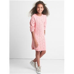 Sequin cable knit sweater dress