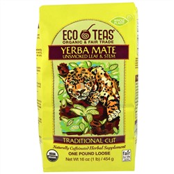 Eco Teas, Yerba Mate, листья и стебли (без тепловой обработки), 16 унции (445 г)