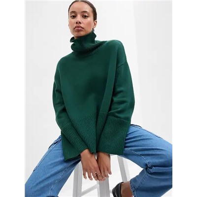 Relaxed Turtleneck Tunic Sweater