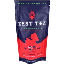 Zest Tea LLZ, Premium Energy Tea, Cinnamon Apple, 20 Pyramid Bags, 1.76 oz (50 g) Each