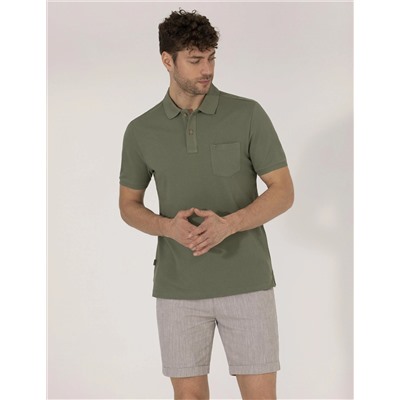 Haki Regular Fit Polo Yaka Basic Tişört