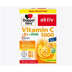 Vitamin C 1000 + D3 + Zink Depot Tabletten 30 St, 42.9 g