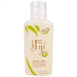 Organic Fiji, Органическое неочищенное масло, кокосовое масло холодного отжима с лавандой, 3 унции(89 мл)