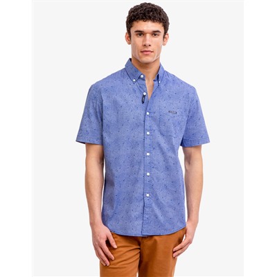 PRINTED STRETCH POPLIN SHORT SLEEVE SHIRT