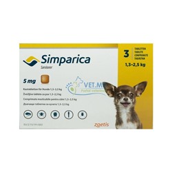 Simparica 5mg Chewable Tablets For Dogs 1,3-2,5 kg