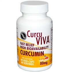 Advanced Orthomolecular Research AOR, CurcuViva, куркумин, 80 мг, 60 растительных капсул