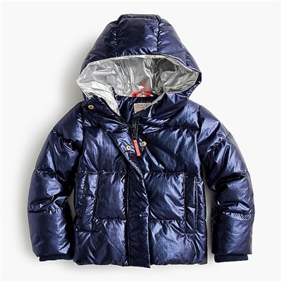 Girls' metallic puffer jacket with eco-friendly Primaloft®