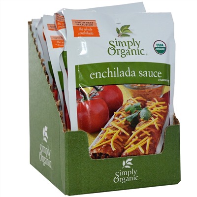Simply Organic, Смесь для соуса энчилада, 12 пакетиков, по 1,41 унции (40 г) каждый
