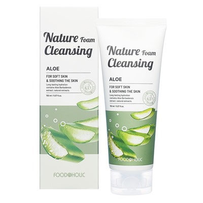 FOODAHOLIC NATURE FOAM CLEANSING #ALOE Увлажняющая пенка для умывания с экстрактом алоэ 150мл