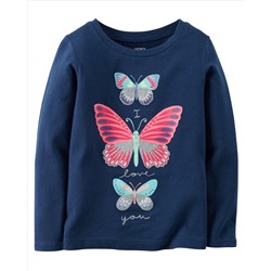 Long-Sleeve Butterfly Graphic Tee