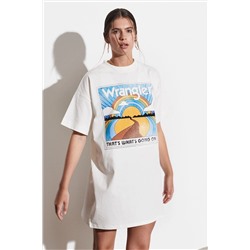 Wrangler Kadın Slim Fit Dar Kesim %100 Pamuk Kısa Kollu Beyaz Elbise W9N7