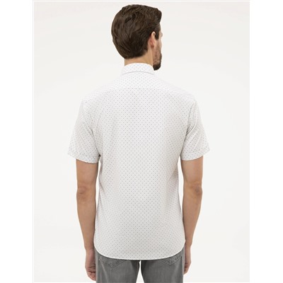 Beyaz Regular Fit Kısa Kollu Gömlek