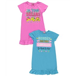 SWEET N SASSY BIG GIRLS’ “MONDAY IS CANCELLED” 2-PACK NIGHTGOWNS