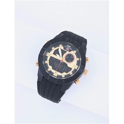 MEN'S BLACK STRAP WITH GOLD ACCENTS ANA DIGI WATCH