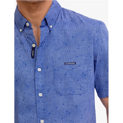 PRINTED STRETCH POPLIN SHORT SLEEVE SHIRT