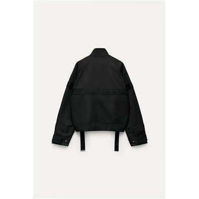 ZW COLLECTION CONTRAST BOMBER JACKET WITH BUCKLES