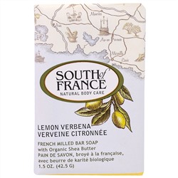 South of France, Lemon Verbena,французское пилированное мыло с вербеной лимонной и органическим маслом ши, 1,5 унции (42,5 г)