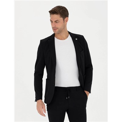 Siyah Body Esnek Fit Blazer Ceket