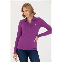Kadın Violet Basic Polo Yaka Sweatshirt