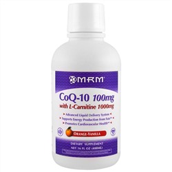 MRM, Коэнзим Q-10, 100 мг с L-карнитином 1000 мг, с натуральным ароматизатором апельсина, 16 жидких унций (480 мл)