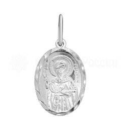 Иконка из серебра с алмазной огранкой родированная - св.Валерия