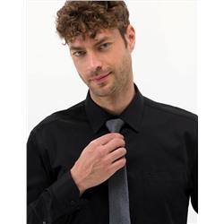 Siyah Regular Fit Uzun Kollu Klasik Gömlek