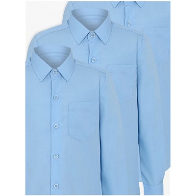 Boys Light Blue Long Sleeve School Shirt 5 Pack