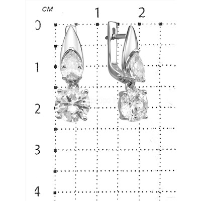 Серьги из серебра с фианитами родированные 925 пробы с-7214р200