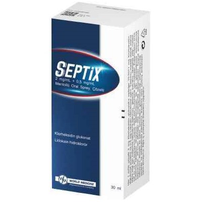 SEPTIX 2 mg/ml + 0.5 mg/ml mentonlü oral sprey çözelti (30 ml)