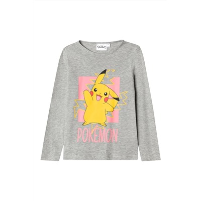 Camiseta Pikachu Pokémon Gris claro jaspeado