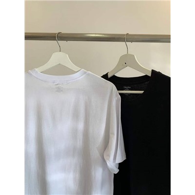 Мужская базовая футболка Calvi*n Klei*n 👕  Набор из 2 штук (черная + белая)    100% хлопок