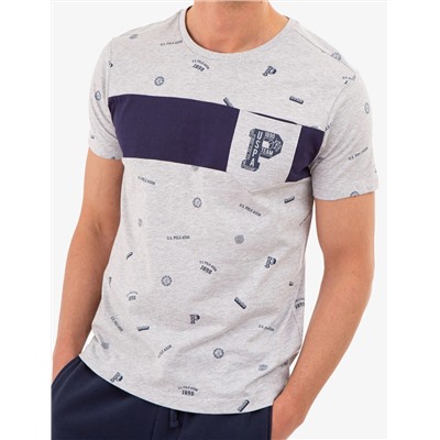 ALLOVER USPA PRINT T-SHIRT WITH CHEST POCKET