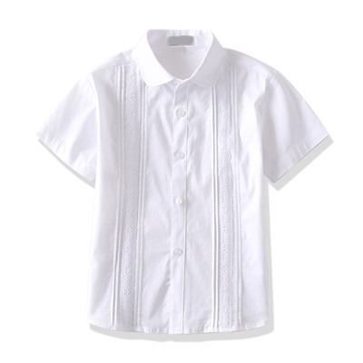 летняя кружевная рубашка с короткими рукавами для девочек, хлопчатобумажная рубашка для начальной и средней школы