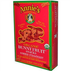Annie's Homegrown, Органические фруктовые закуски Bunny , со вкусом летней клубники, 4 унции (115 г)