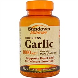 Sundown Naturals, Garlic, 1000 mg, 250 Odorless Softgels