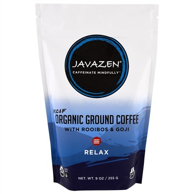 Javazen, Кофе без кофеина, органический молотый кофе с ройбуш и годжи, релакс, 255 г (9 унций)